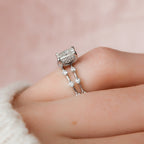 1.0CT Radiant Cut Moissanite Solitaire Bridal Ring Set