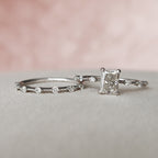 1.0CT Radiant Cut Moissanite Solitaire Bridal Ring Set