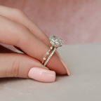 3.0CT Oval Cut Moissanite Dainty Style Bridal Ring Set