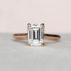 1.50 CT Emerald Cut Moissanite Solitaire Style Engagement Ring