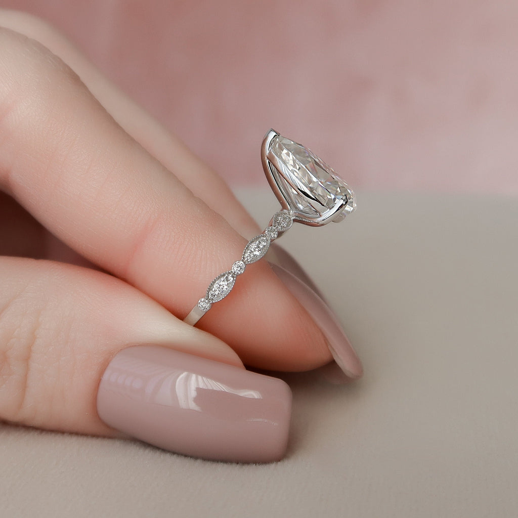 3.0 CT Pear Moissanite Vintage Engagement Ring