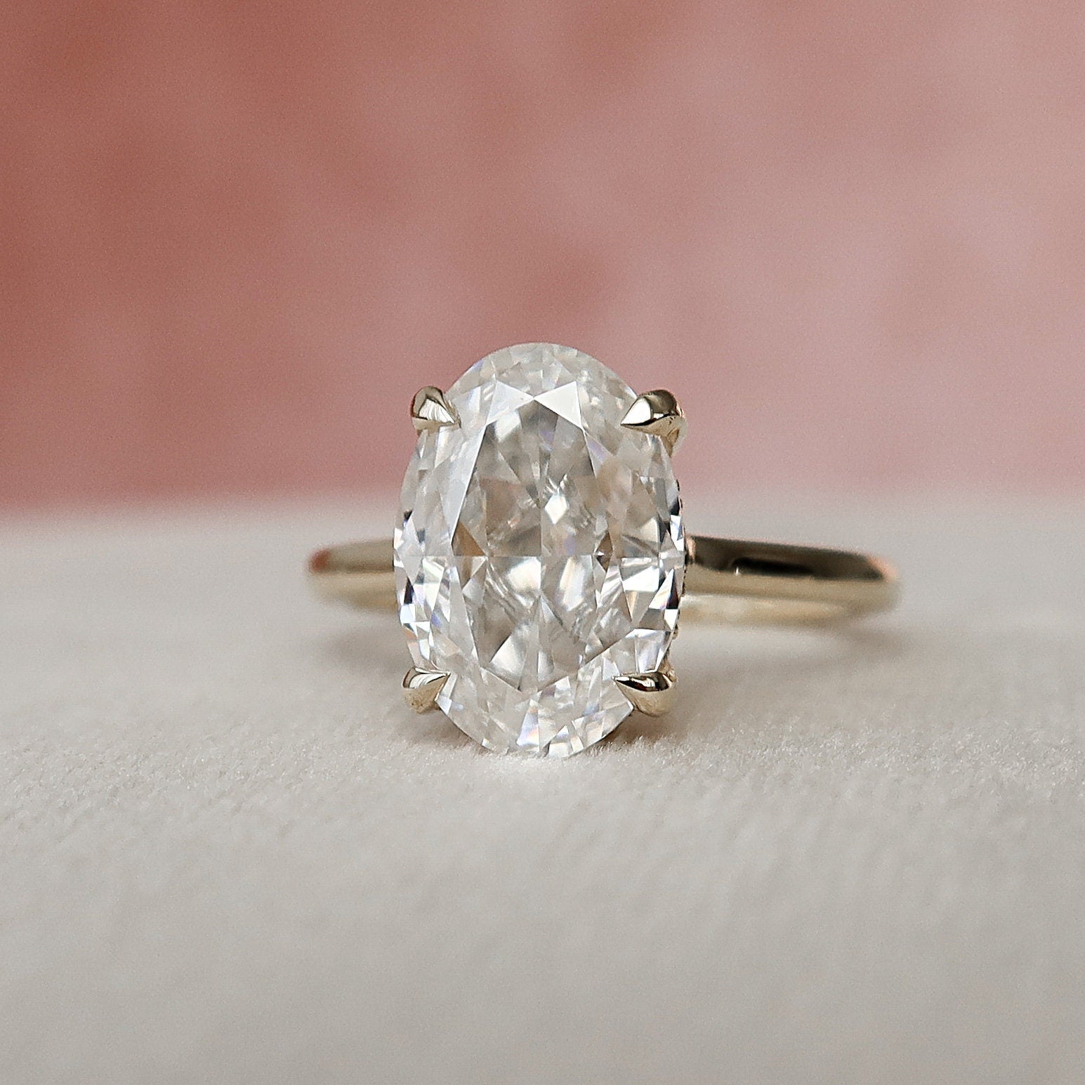 3.0 CT Oval Moissanite Hidden Halo Setting Engagement Ring