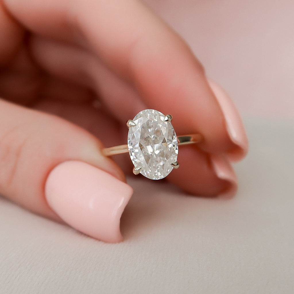 3.0 CT Oval Moissanite Hidden Halo Setting Engagement Ring
