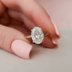 3.0 CT Oval Moissanite Hidden Halo Setting Engagement Ring