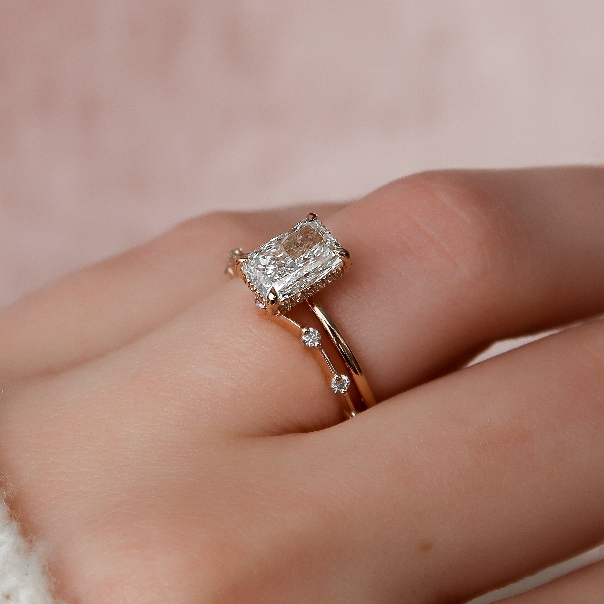 1.0CT Radiant Cut Moissanite Solitaire Bridal Ring Set