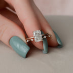 1.0CT Radiant Cut Moissanite Solitaire Bridal Ring Set