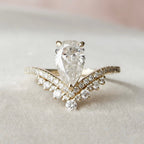 1.50 CT Pear Shaped Moissanite Cluster Engagement Ring