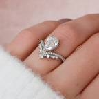 1.50 CT Pear Shaped Moissanite Cluster Engagement Ring