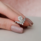 1.50 CT Pear Shaped Moissanite Cluster Engagement Ring