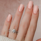 1.0CT Round Cut Moissanite Dainty Bridal Ring Set