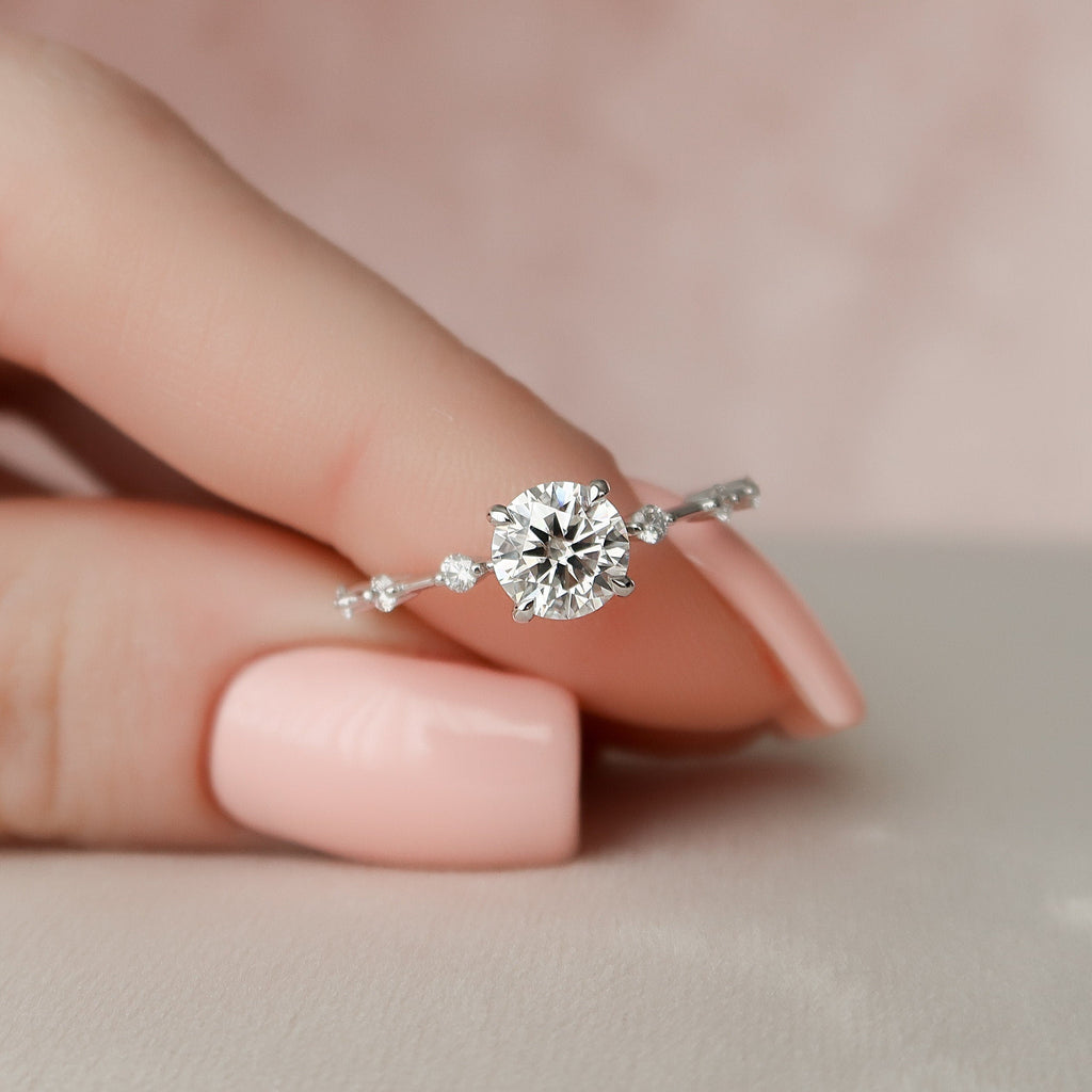 1.0 CT Round Cut Dainty Style Moissanite Engagement Ring