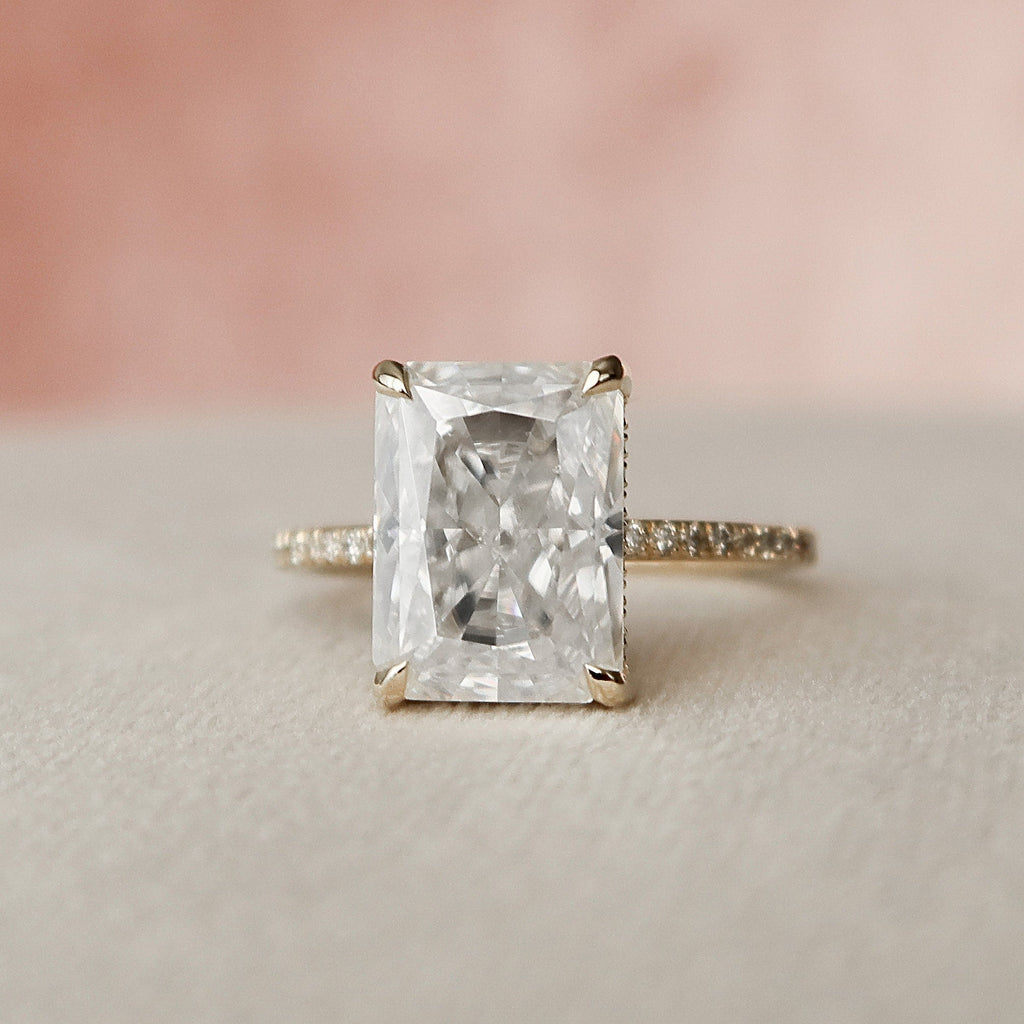 5.0 CT Radiant Moissanite Pave Engagement Ring