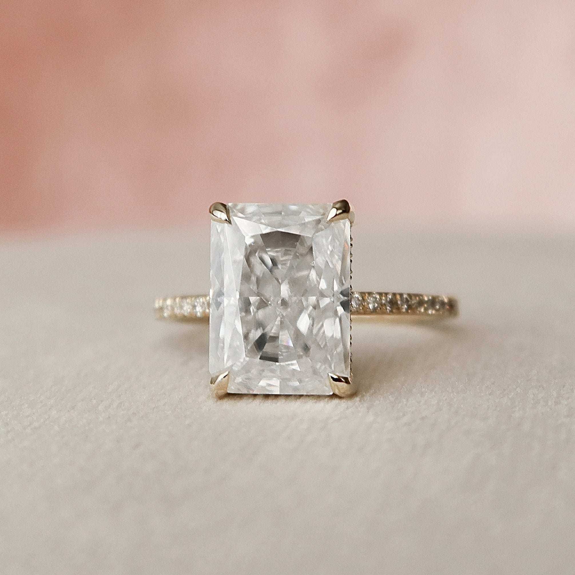 5.0 CT Radiant Moissanite Pave Engagement Ring
