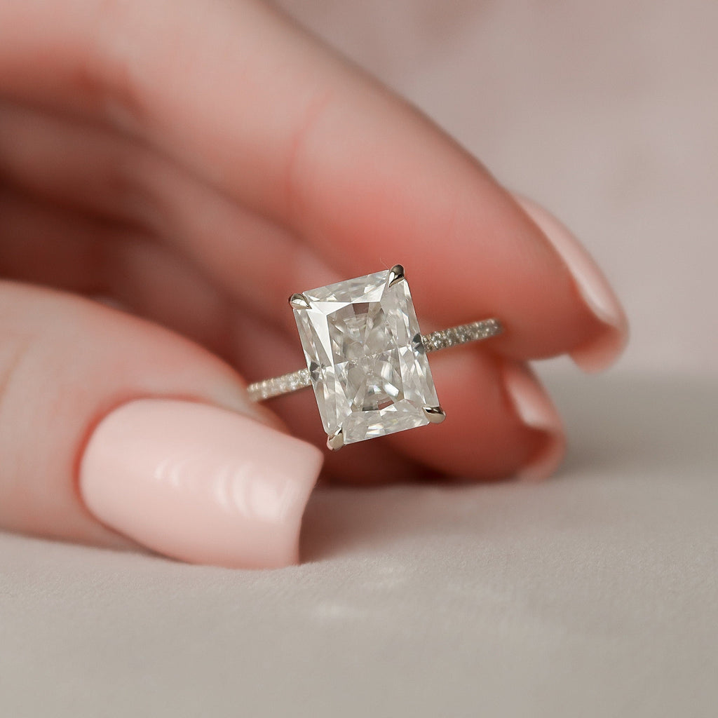 5.0 CT Radiant Moissanite Pave Engagement Ring