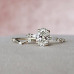 2.0CT Oval Cut Moissanite Dainty Bridal Ring Set