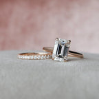 3.0CT Emerald Cut Moissanite Solitaire Bridal Ring Set