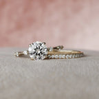 1.50CT Round Brilliant Cut Moissanite Dainty Bridal Ring Set