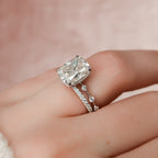 5.0CT Cushion Cut Moissanite Dainty Style Bridal Ring Set