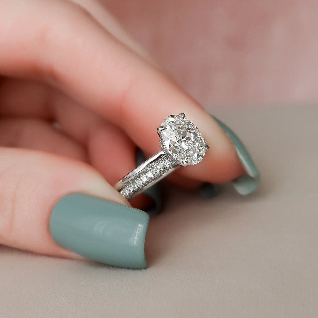 2.0CT Oval Cut Moissanite Solitaire Bridal Ring Set