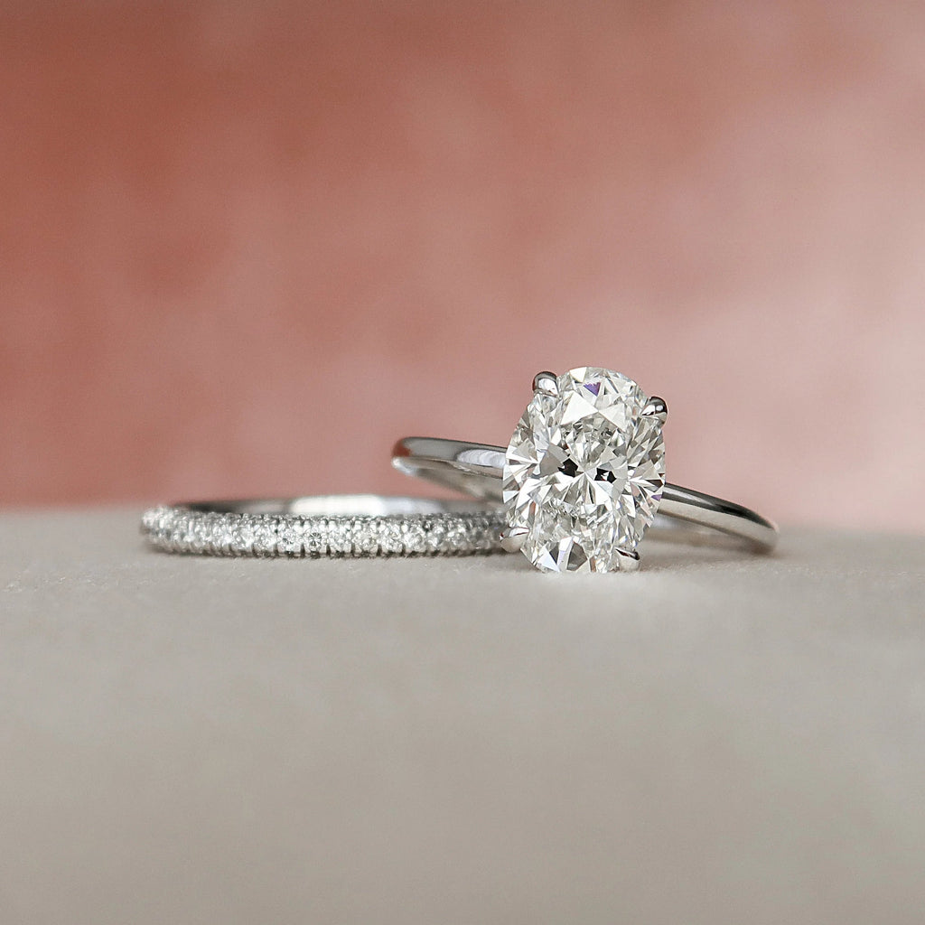 2.0CT Oval Cut Moissanite Solitaire Bridal Ring Set