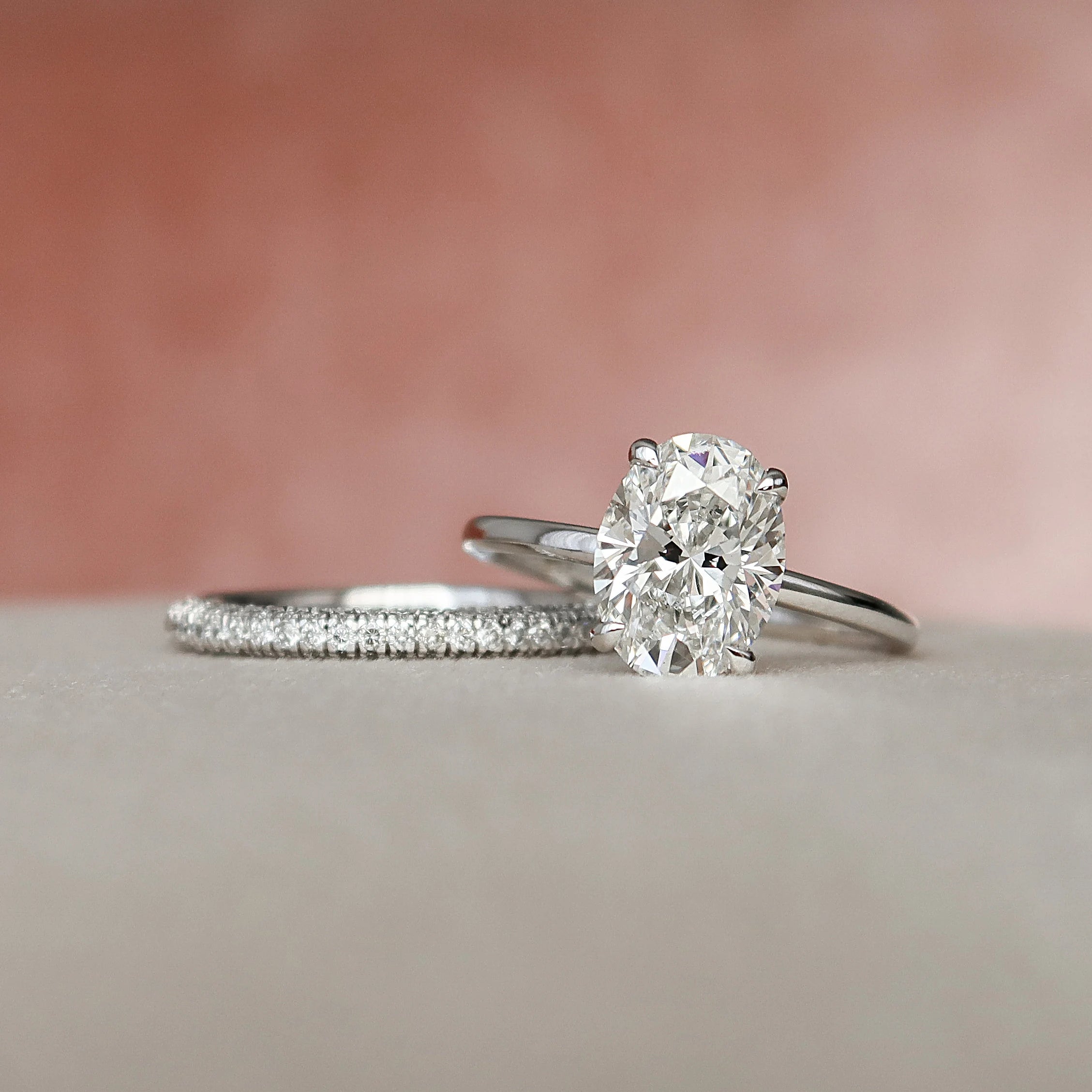 2.0CT Oval Cut Moissanite Solitaire Bridal Ring Set
