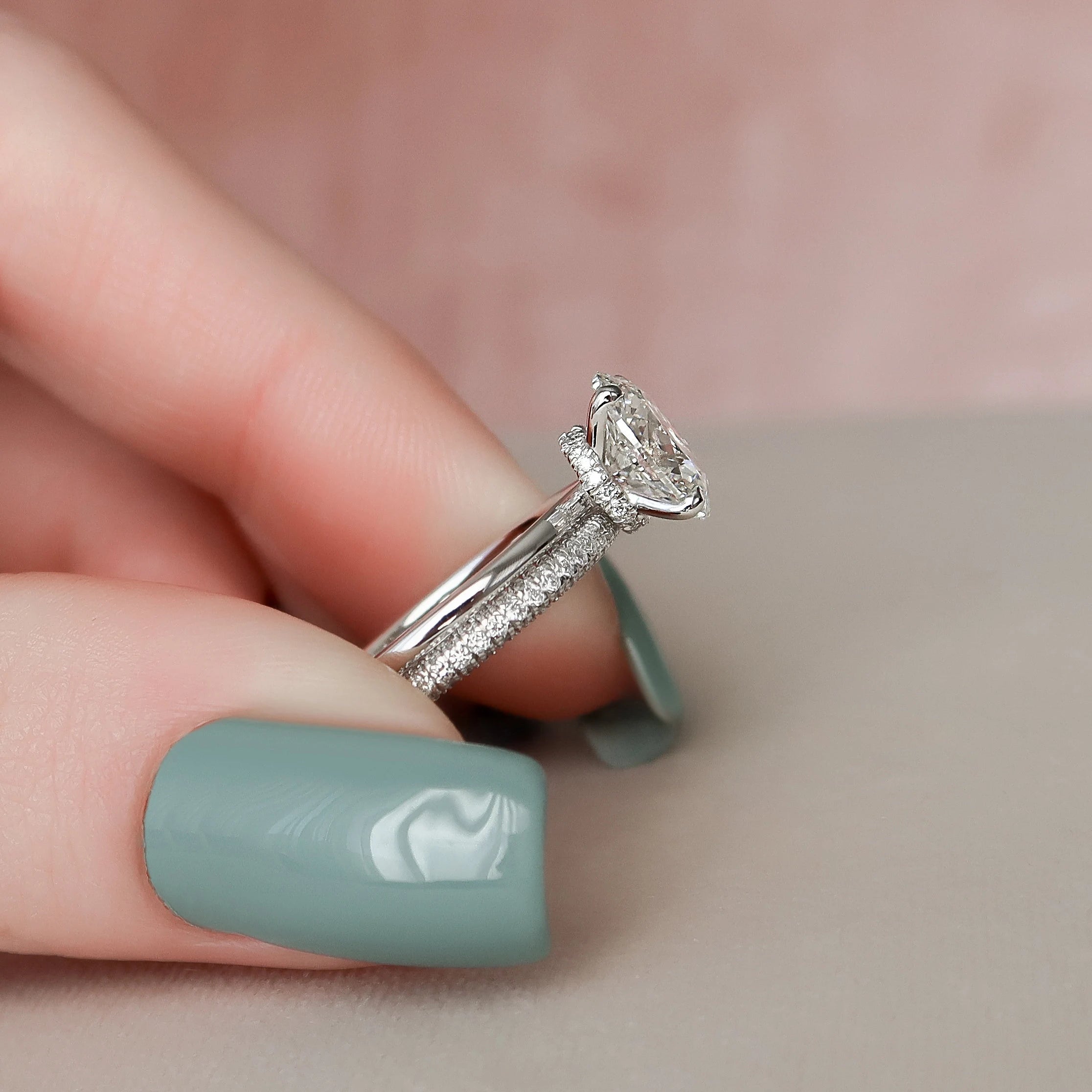 2.0CT Oval Cut Moissanite Solitaire Bridal Ring Set