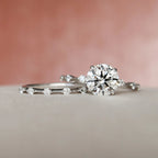 2.0CT Round Brilliant Cut Moissanite Dainty Bridal Ring Set