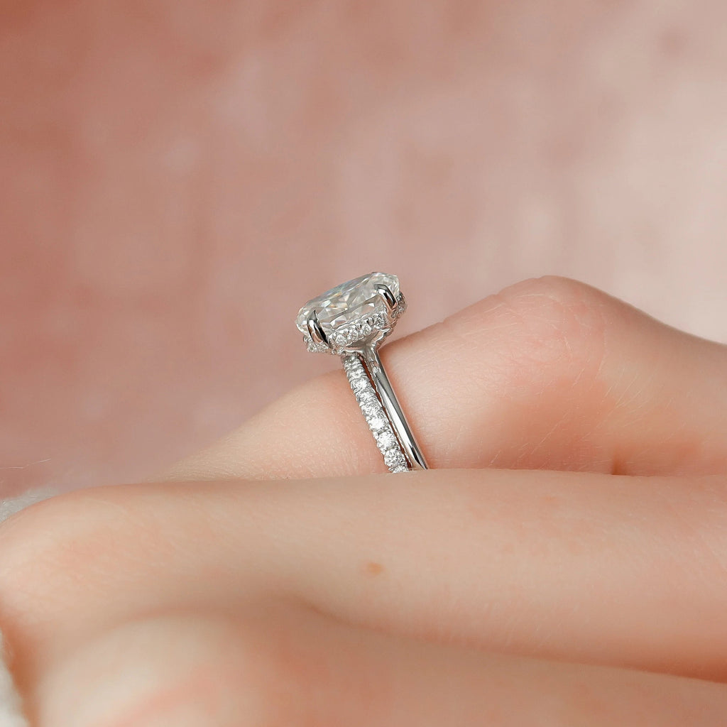1.50CT Oval Cut Moissanite Solitaire Bridal Ring Set