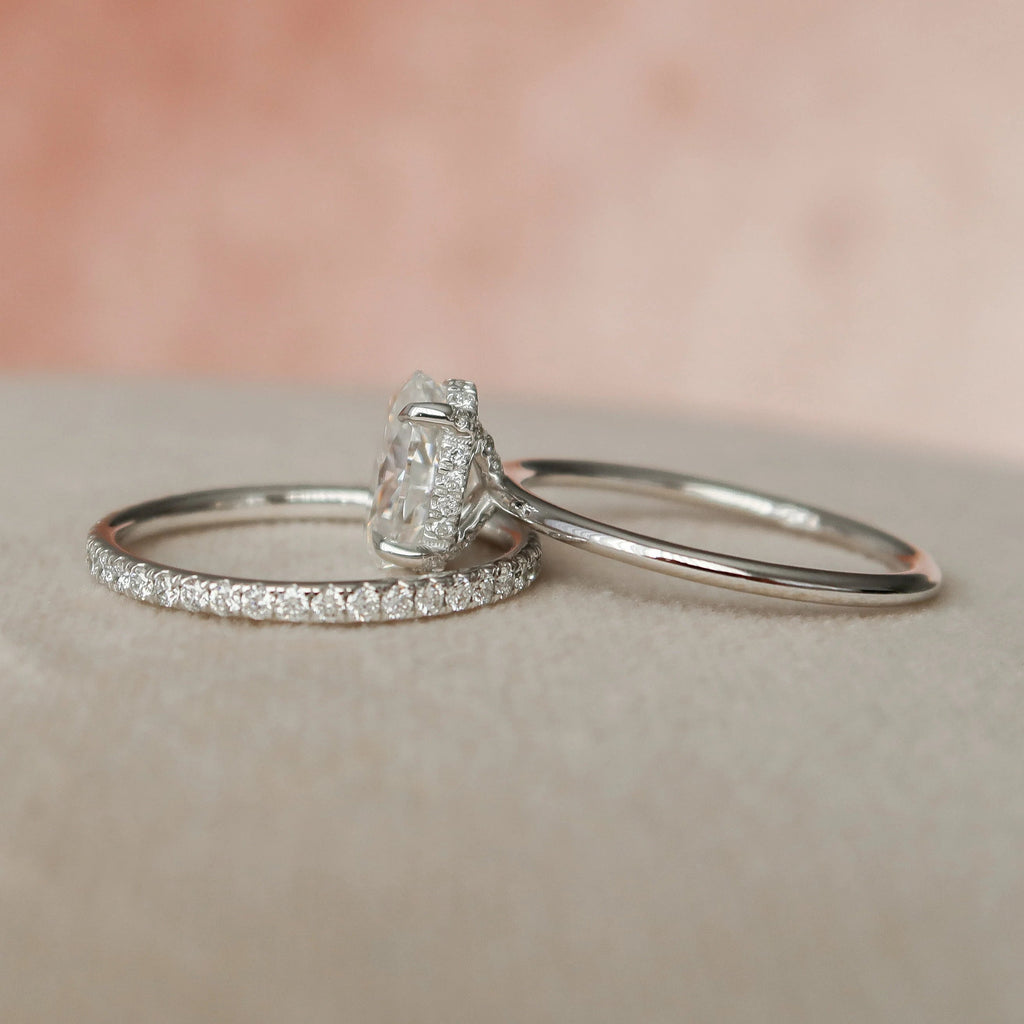 1.50CT Oval Cut Moissanite Solitaire Bridal Ring Set