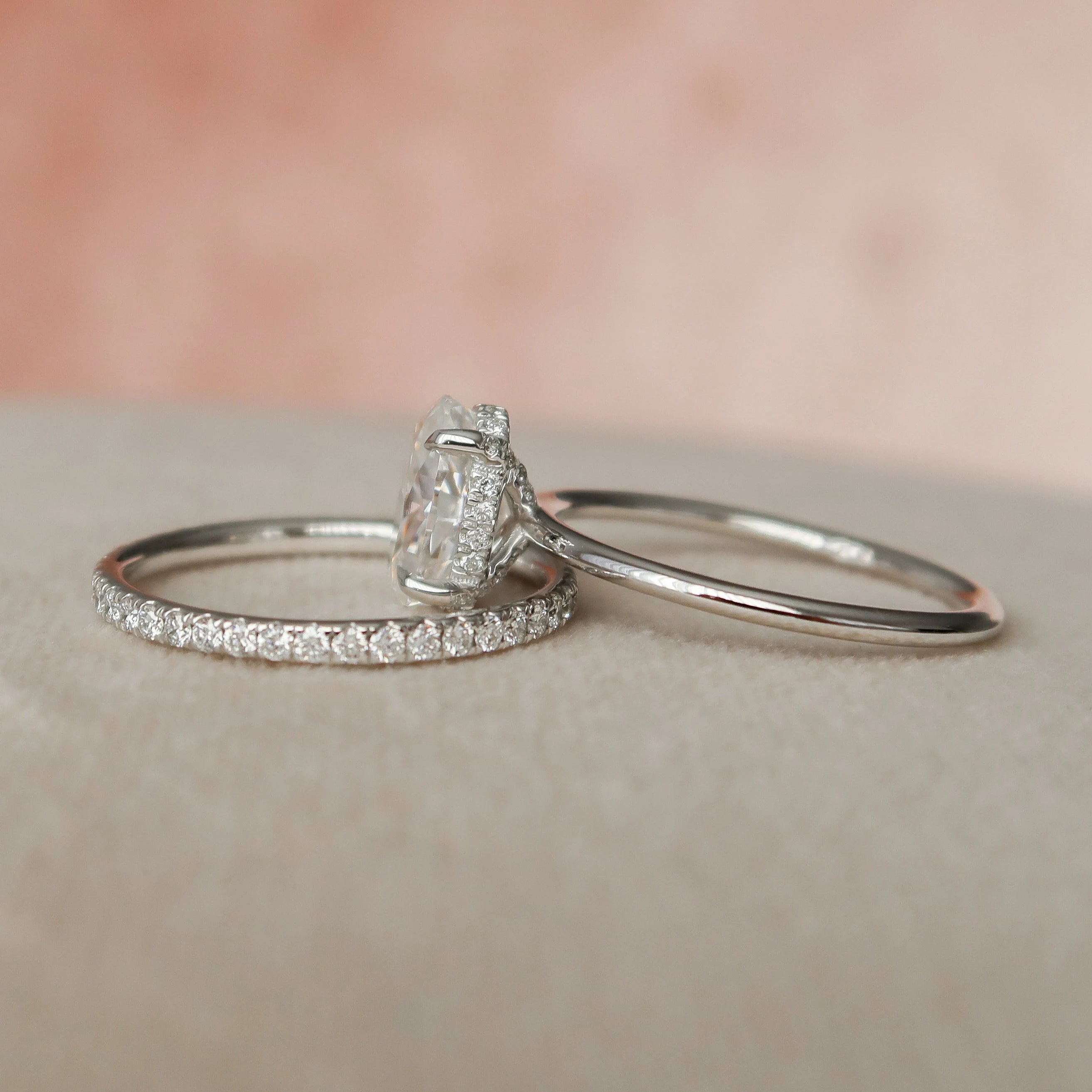 1.50CT Oval Cut Moissanite Solitaire Bridal Ring Set