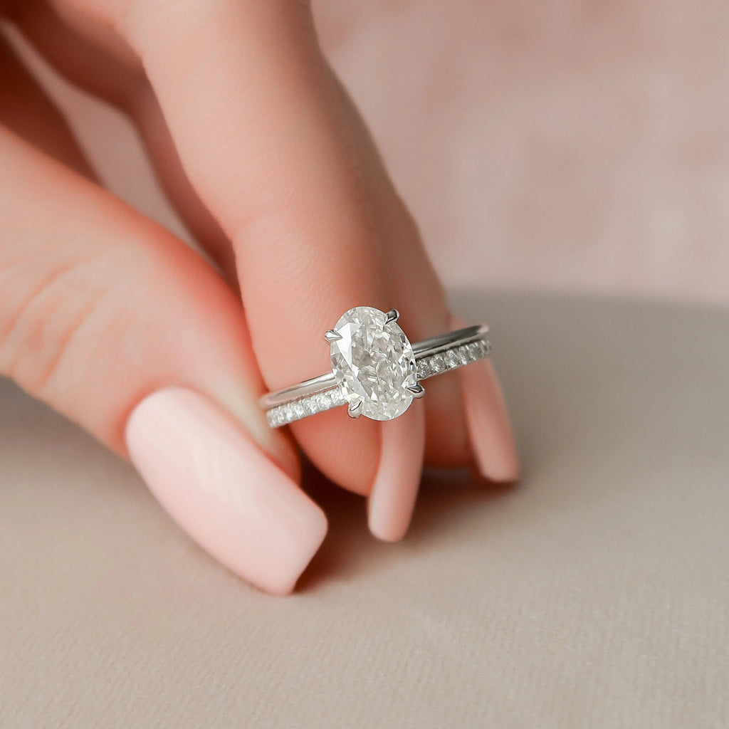 1.50CT Oval Cut Moissanite Solitaire Bridal Ring Set