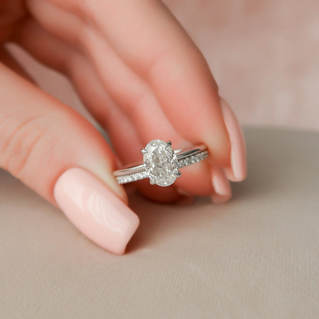 1.50CT Oval Cut Moissanite Solitaire Bridal Ring Set