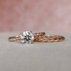 1.0CT Round Brilliant Cut Moissanite Solitaire Bridal Ring Set