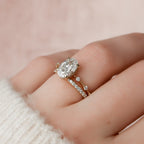 1.50CT Oval Cut Moissanite Dainty Bridal Ring Set
