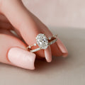 1.50CT Oval Cut Moissanite Dainty Bridal Ring Set