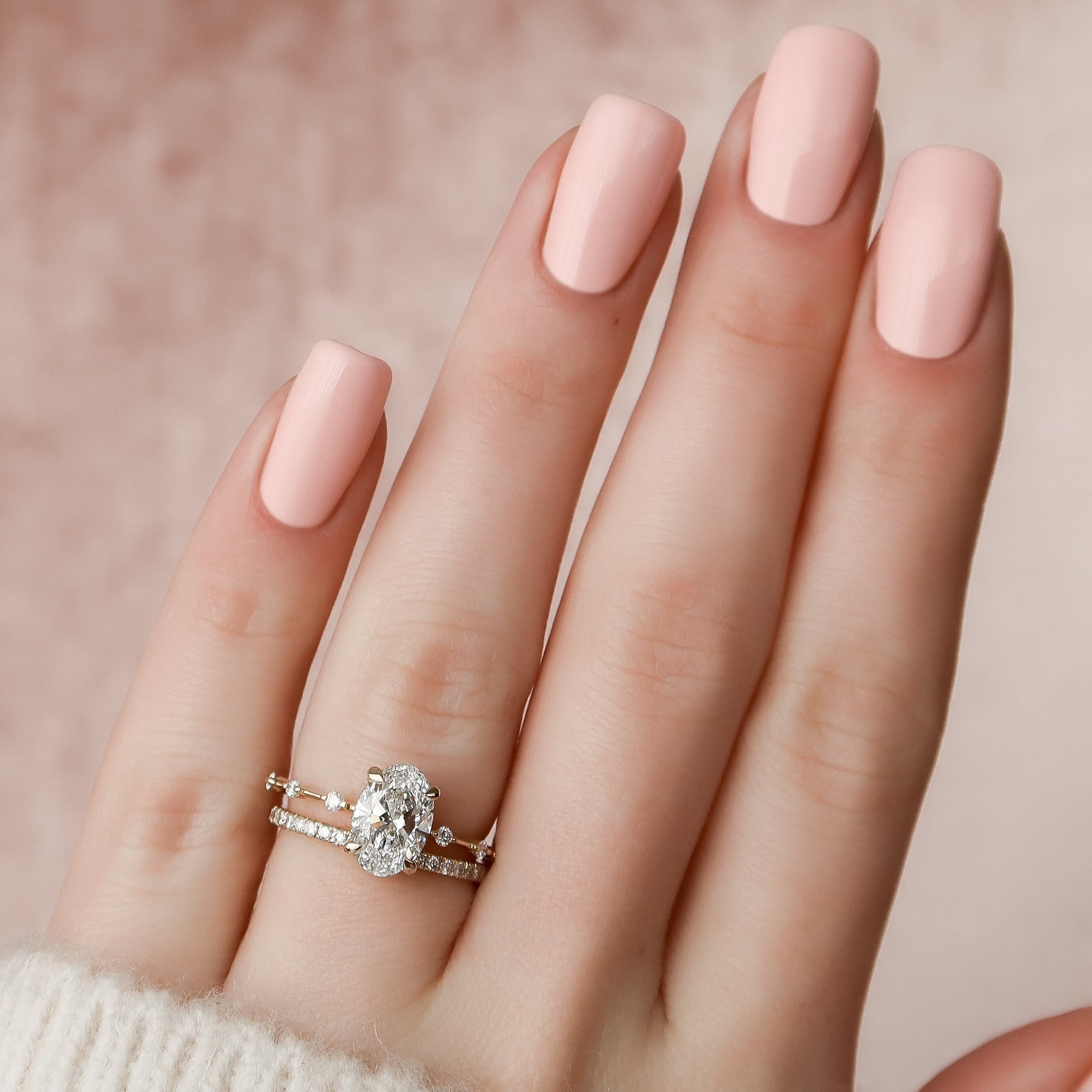 1.50CT Oval Cut Moissanite Dainty Bridal Ring Set
