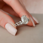 3.0CT Oval Cut Moissanite Dainty Style Bridal Ring Set