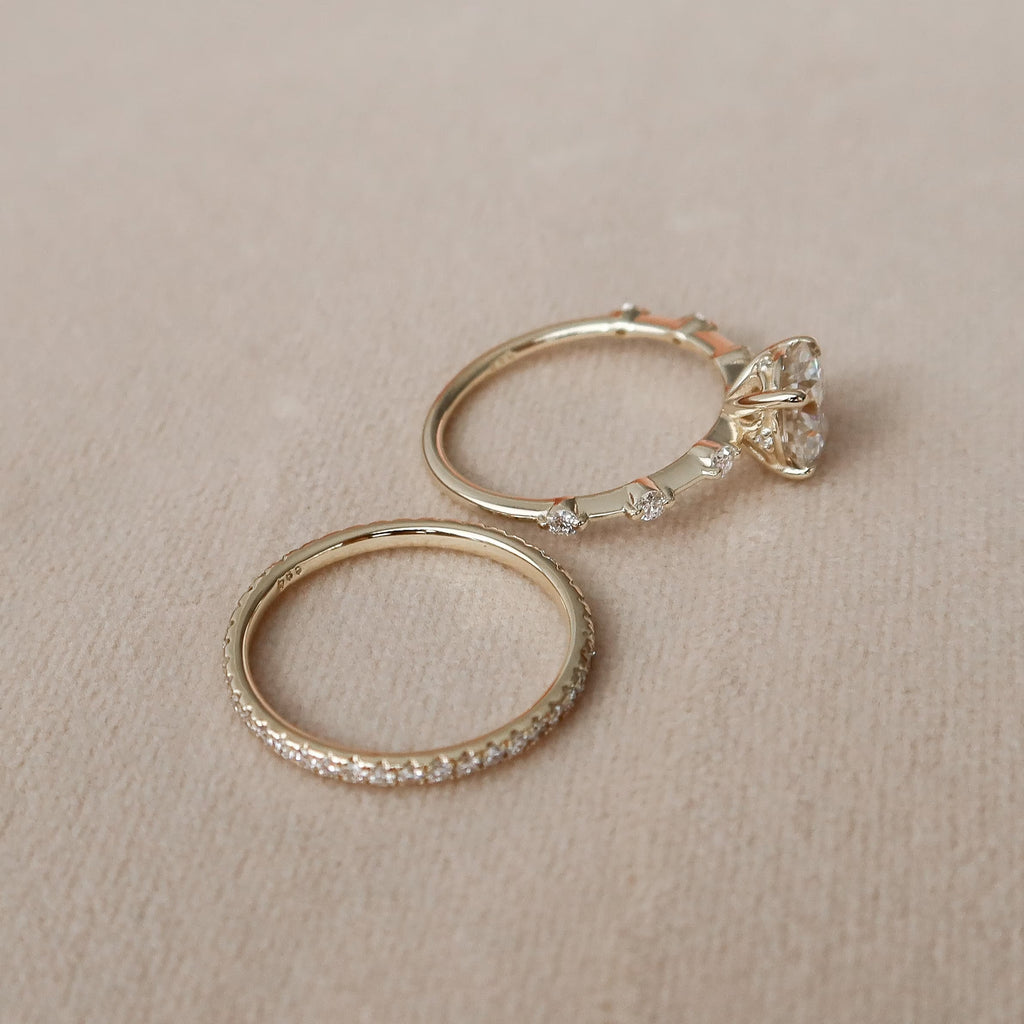 1.50CT Round Brilliant Cut Moissanite Dainty Bridal Ring Set