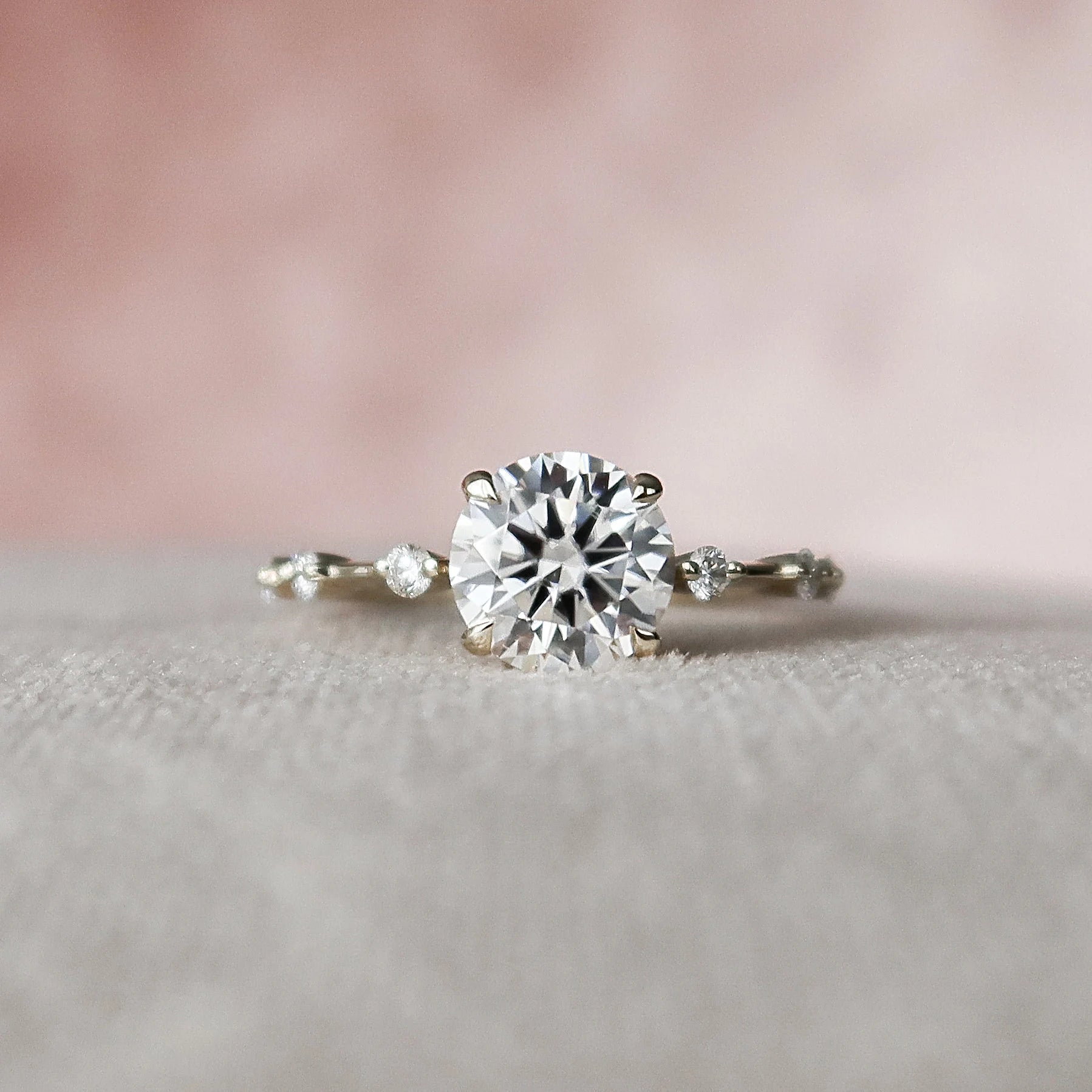 1.50CT Round Brilliant Cut Moissanite Dainty Bridal Ring Set