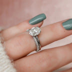 2.0CT Oval Cut Moissanite Solitaire Bridal Ring Set
