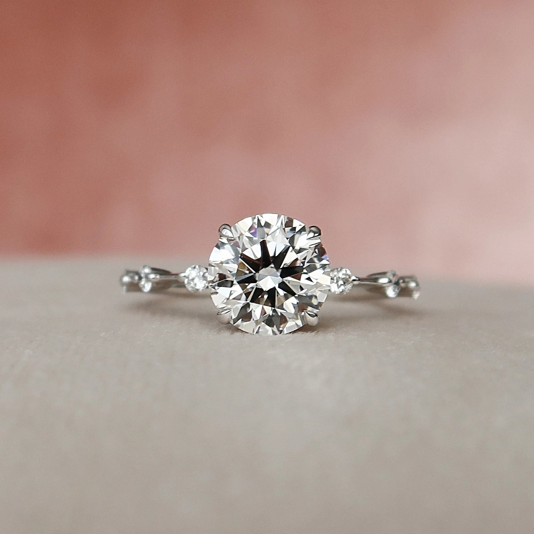2.0CT Round Brilliant Cut Moissanite Dainty Bridal Ring Set