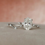 3.0CT Oval Cut Moissanite Dainty Style Bridal Ring Set