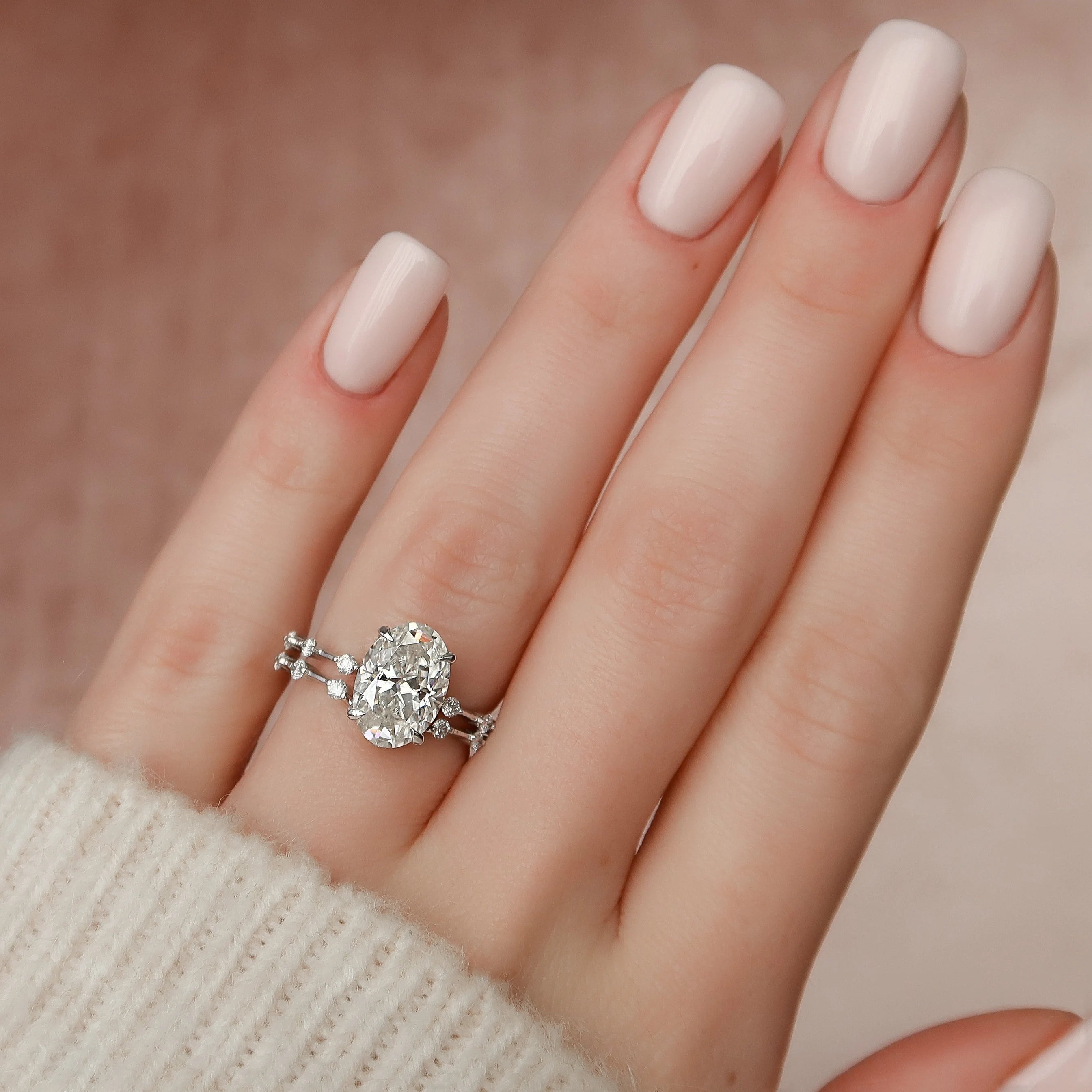 3.0CT Oval Cut Moissanite Dainty Style Bridal Ring Set
