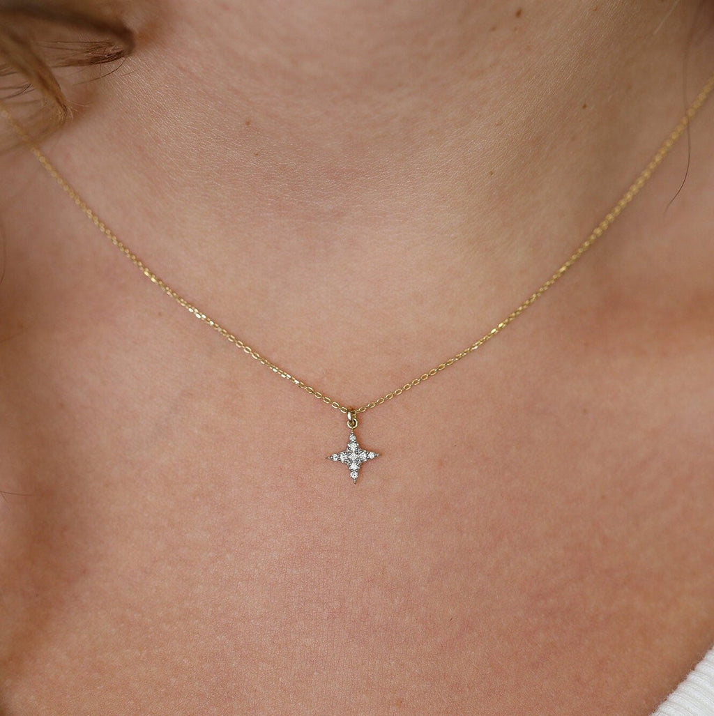 0.07 TCW Round Cut North Star Moissanite Diamond Necklace