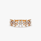 0.49 TCW Round & Baguette Cut Multi Flower Moissanite Wedding Band