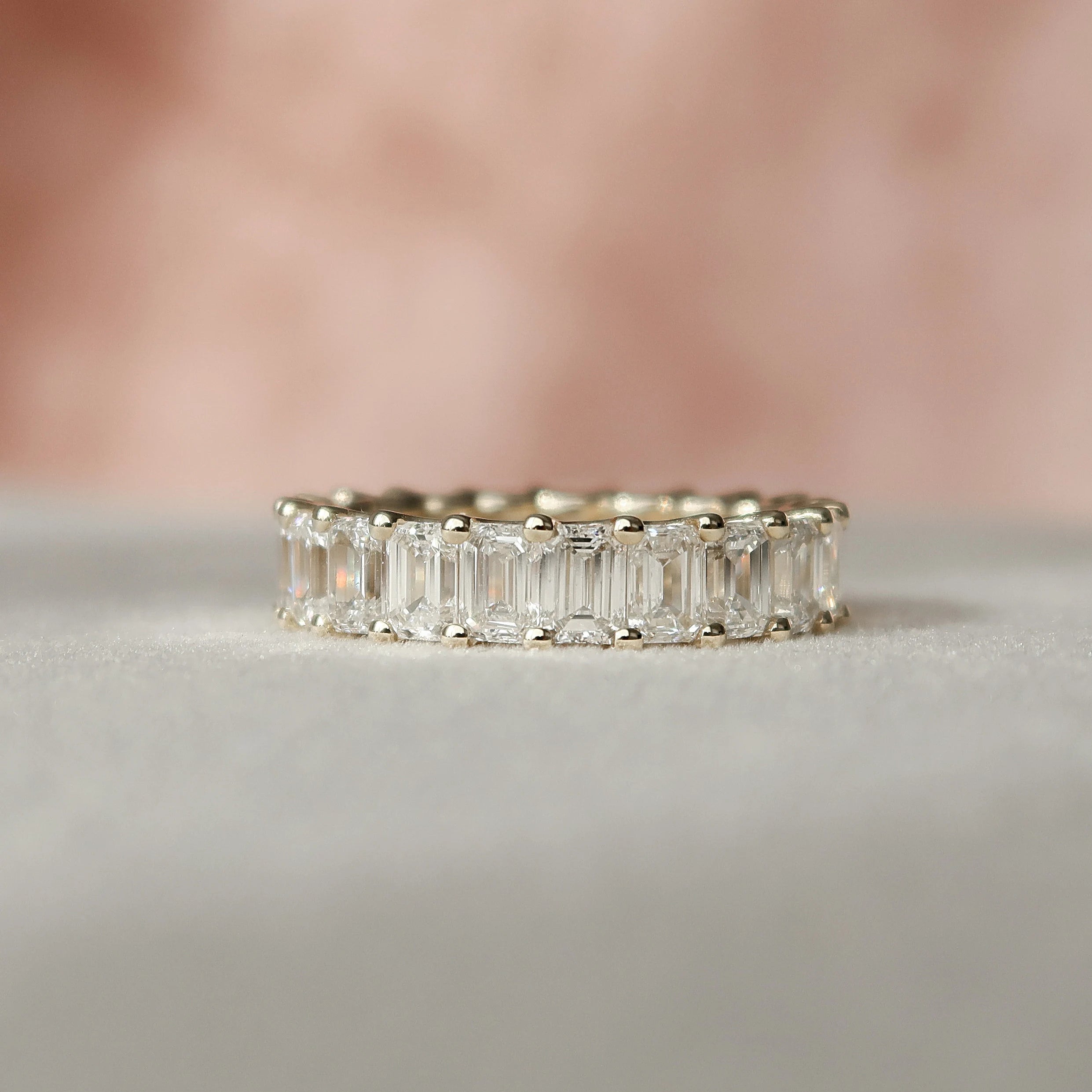 2.0CT Emerald Cut Moissanite Solitaire Bridal Ring Set