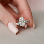 3.50CT Oval Cut Moissanite Pave Bridal Ring Set