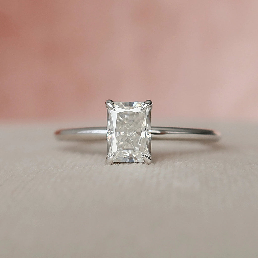 1.0CT Radiant Cut Moissanite Solitaire Bridal Ring Set