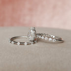 2.5CT Oval Cut Moissanite Dainty Style Bridal Ring Set