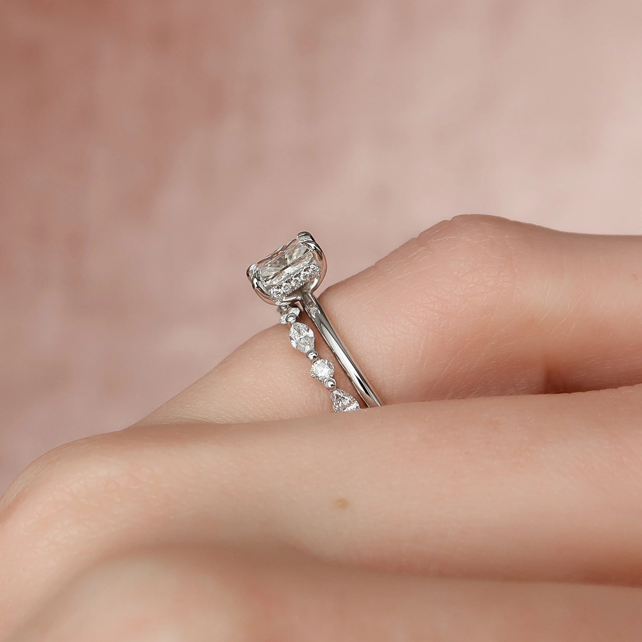 1.0CT Radiant Cut Moissanite Solitaire Bridal Ring Set